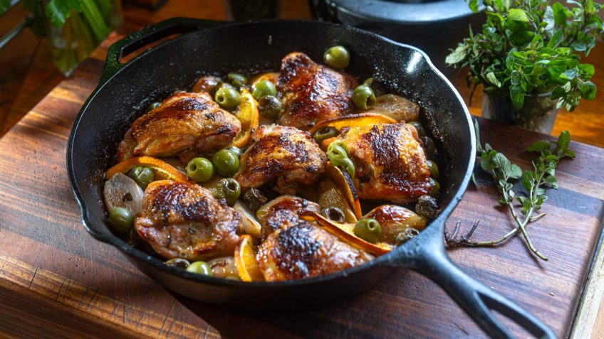 One-Pan Mediterranean Chicken with Orange, Oregano & Olives